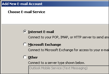 Creating an email account in Outlook 2007